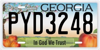 GA license plate PYD3248