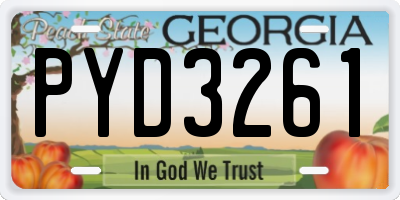 GA license plate PYD3261