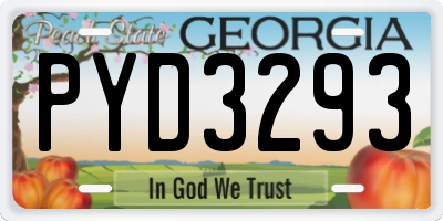 GA license plate PYD3293