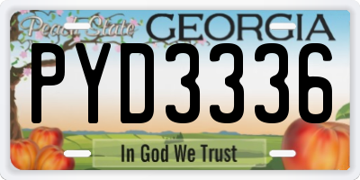 GA license plate PYD3336