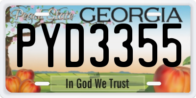 GA license plate PYD3355