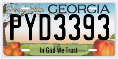 GA license plate PYD3393