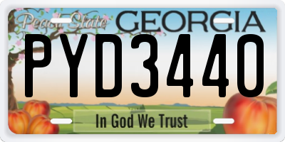 GA license plate PYD3440