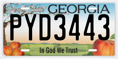 GA license plate PYD3443