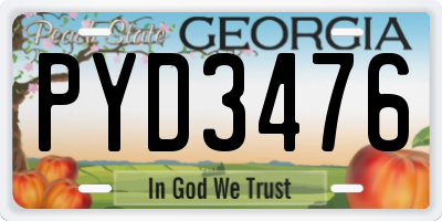 GA license plate PYD3476
