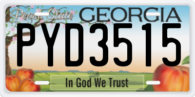 GA license plate PYD3515