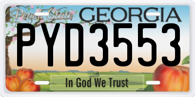 GA license plate PYD3553