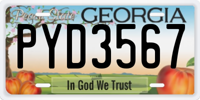 GA license plate PYD3567