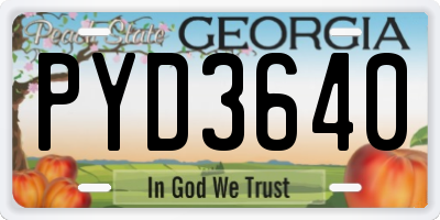 GA license plate PYD3640