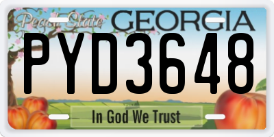 GA license plate PYD3648