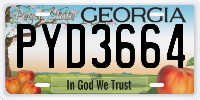 GA license plate PYD3664