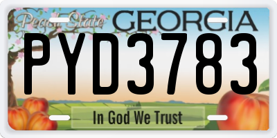 GA license plate PYD3783