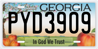 GA license plate PYD3909