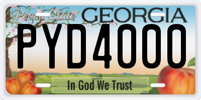 GA license plate PYD4000