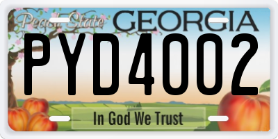 GA license plate PYD4002