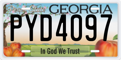 GA license plate PYD4097