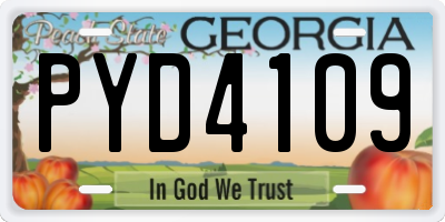 GA license plate PYD4109