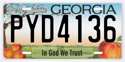 GA license plate PYD4136