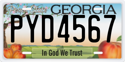 GA license plate PYD4567
