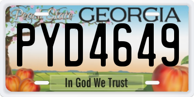 GA license plate PYD4649