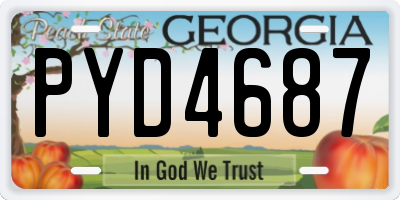 GA license plate PYD4687