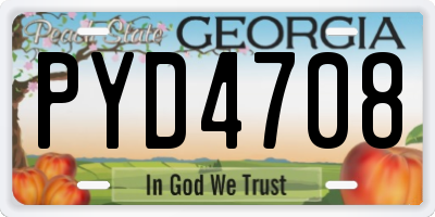 GA license plate PYD4708