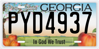 GA license plate PYD4937