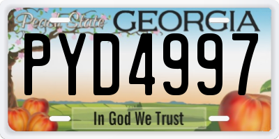 GA license plate PYD4997