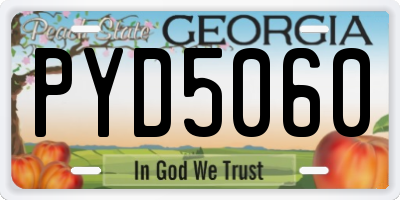 GA license plate PYD5060