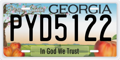 GA license plate PYD5122