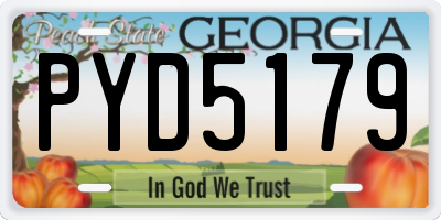 GA license plate PYD5179