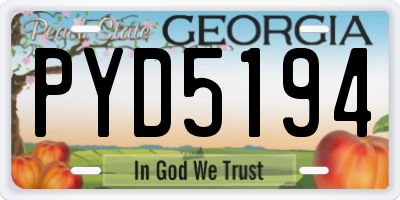 GA license plate PYD5194
