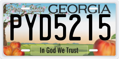 GA license plate PYD5215