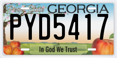 GA license plate PYD5417