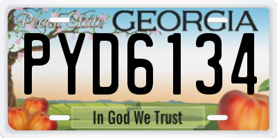 GA license plate PYD6134