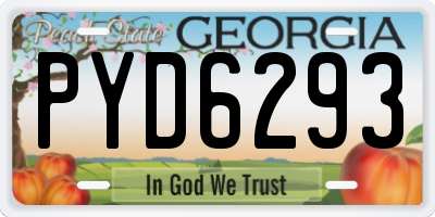 GA license plate PYD6293
