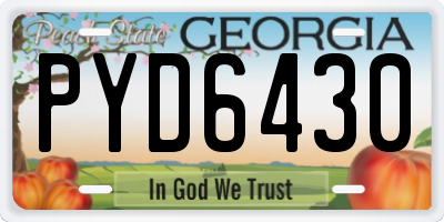 GA license plate PYD6430
