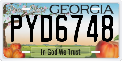 GA license plate PYD6748