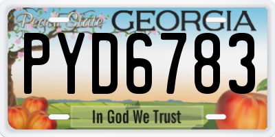GA license plate PYD6783