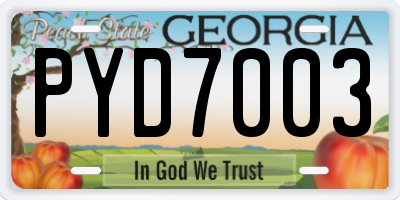 GA license plate PYD7003