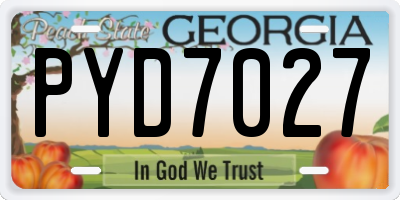 GA license plate PYD7027