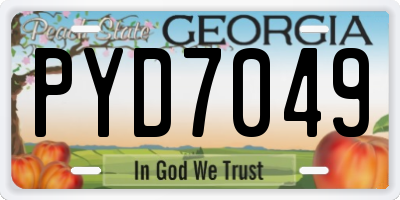GA license plate PYD7049