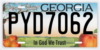 GA license plate PYD7062
