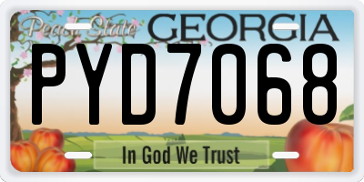 GA license plate PYD7068