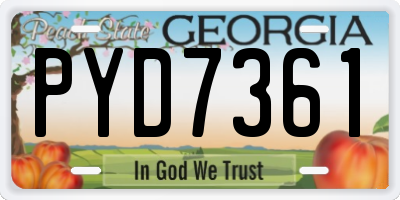 GA license plate PYD7361