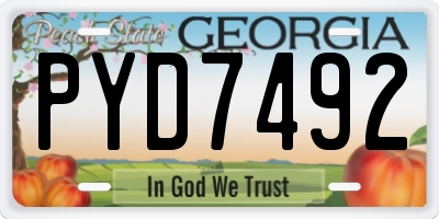 GA license plate PYD7492