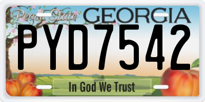 GA license plate PYD7542