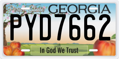 GA license plate PYD7662