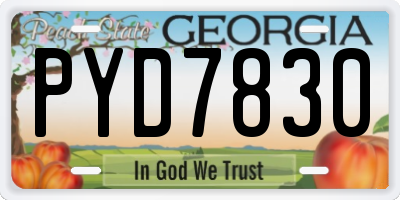 GA license plate PYD7830