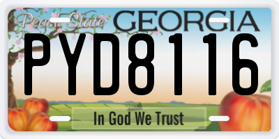 GA license plate PYD8116